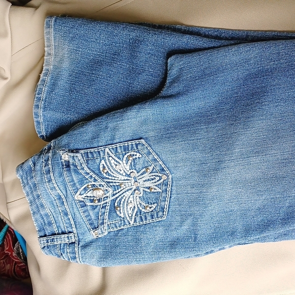 Earl Jeans Rhinestone Embellishment Pocket w/ Bling Size 4 Jeans, button pockets - Picture 5 of 7